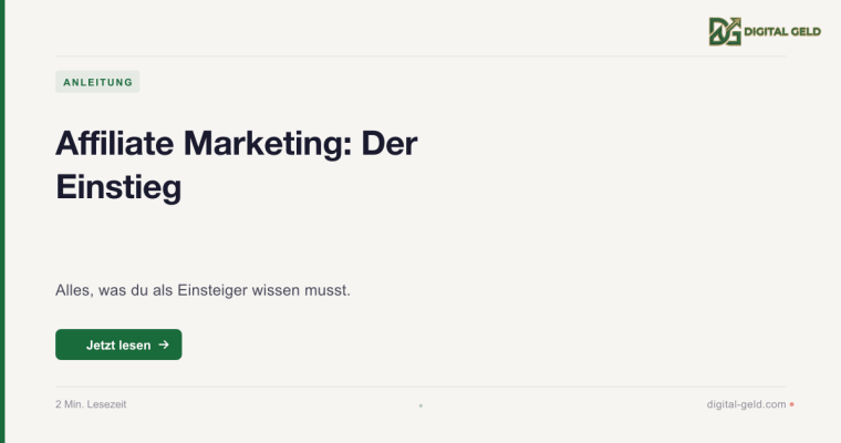 Affiliate Marketing: Der Einstieg