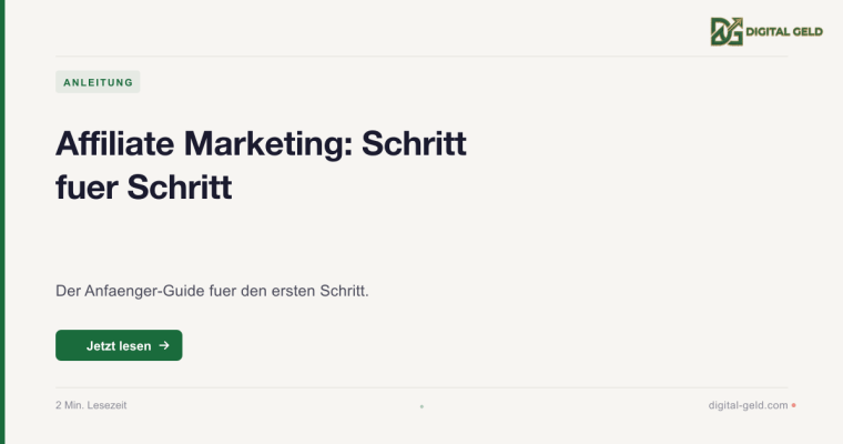 Affiliate Marketing: Schritt fuer Schritt