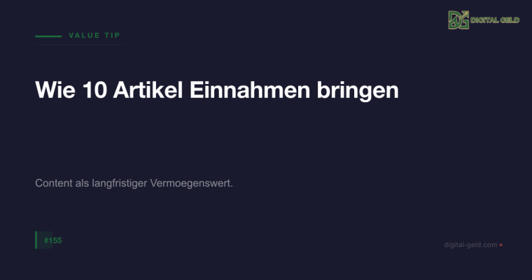 Wie 10 Artikel Einnahmen bringen